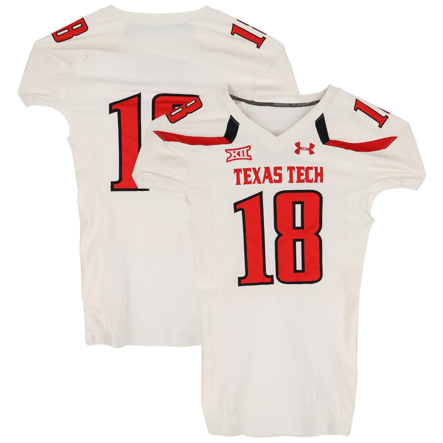 Texas Tech Red Raiders Team-Issued #18 White Jersey from the 2014 NCAA Football Season