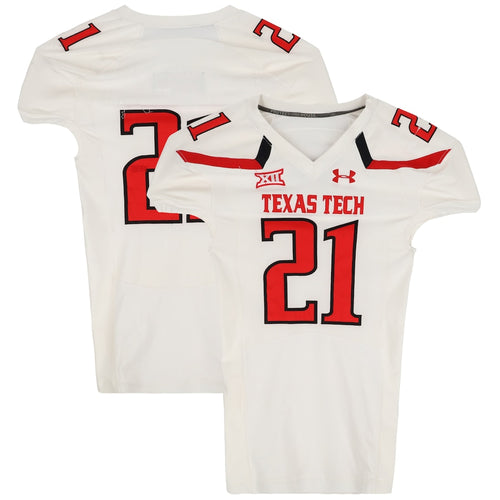 Texas Tech Red Raiders Team-Issued #21 White Jersey from the 2014 NCAA Football Season