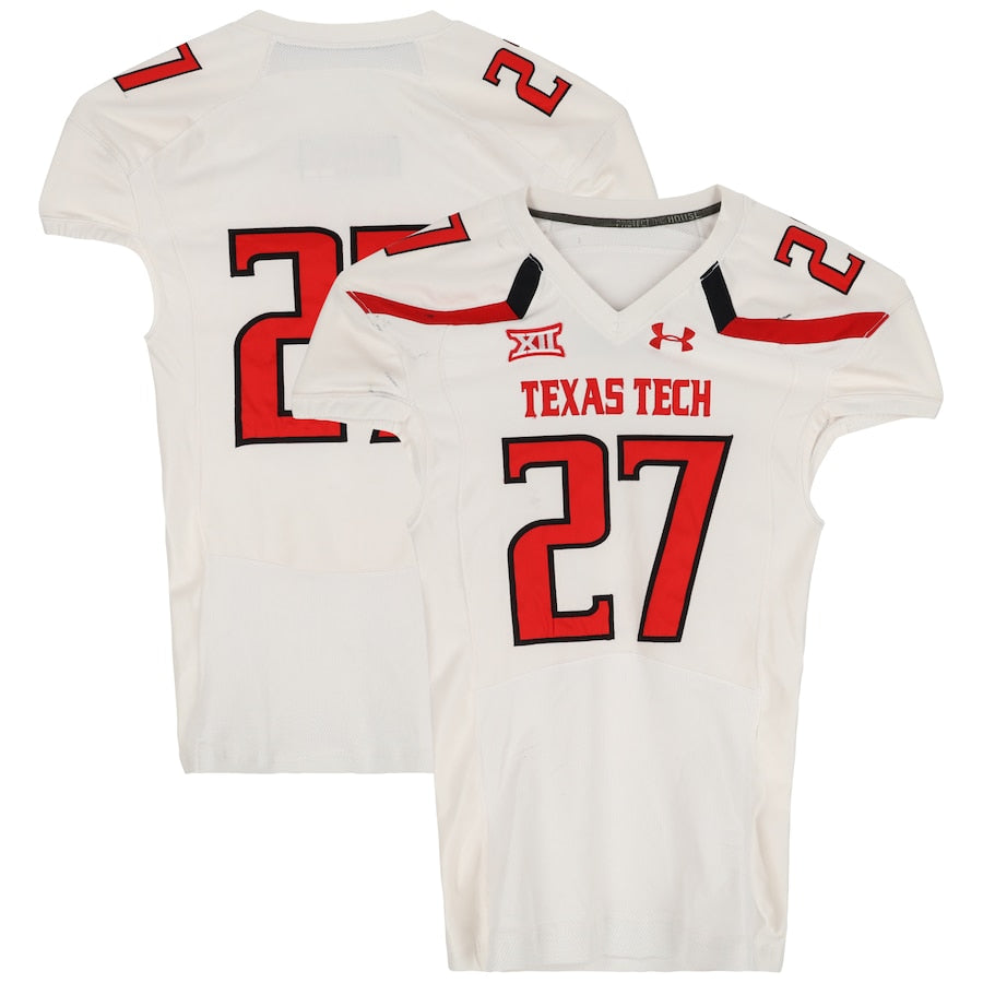 Texas Tech Red Raiders Team-Issued #27 White Jersey from the 2014 NCAA Football Season