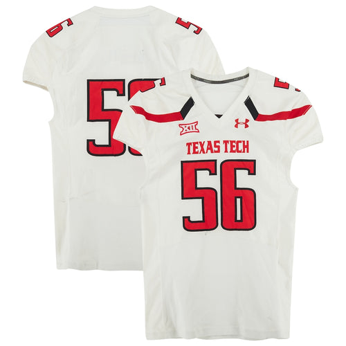 Texas Tech Red Raiders Team-Issued #56 White Jersey from the 2014 NCAA Football Season