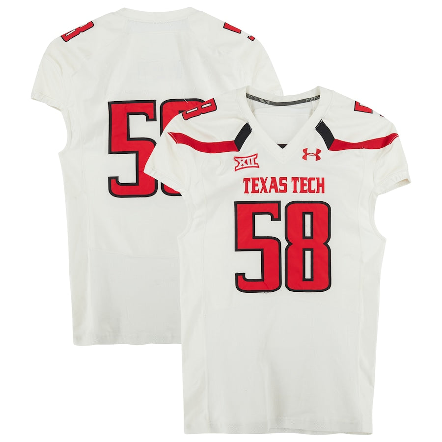 Texas Tech Red Raiders Team-Issued #58 White Jersey from the 2014 NCAA Football Season