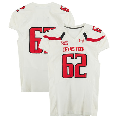 Texas Tech Red Raiders Team-Issued #62 White Jersey from the 2014 NCAA Football Season