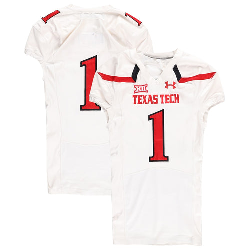 Texas Tech Red Raiders Team-Issued #1 White Jersey from the 2015 NCAA Football Season