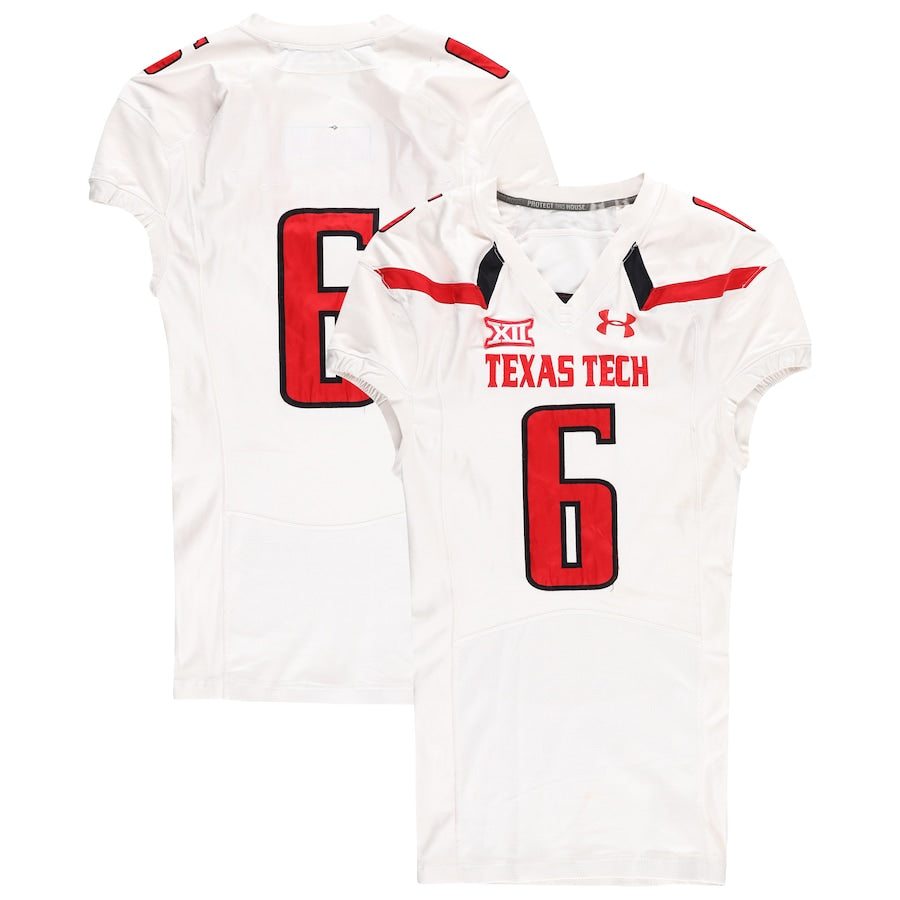 Texas Tech Red Raiders Team-Issued #6 White Jersey from the 2015 NCAA Football Season