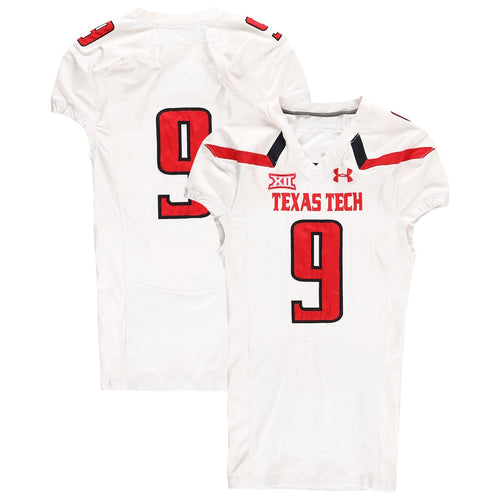 Texas Tech Red Raiders Team-Issued #9 White Jersey from the 2015 NCAA Football Season