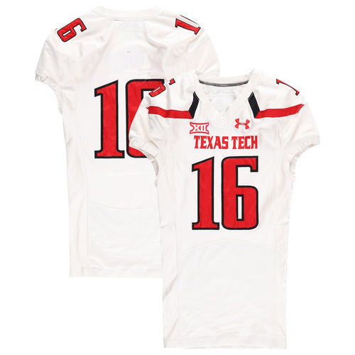 Texas Tech Red Raiders Team-Issued #16 White Jersey from the 2015 NCAA Football Season
