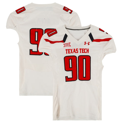 Texas Tech Red Raiders Team-Issued #90 White Jersey from the 2015 NCAA Football Season