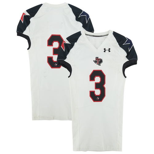 Texas Tech Red Raiders Team-Issued #3 White and Black Jersey from the 2013 NCAA Football Season