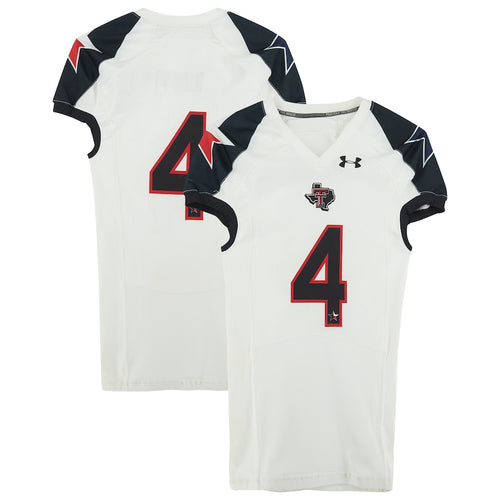 Texas Tech Red Raiders Team-Issued #4 White and Black Jersey from the 2013 NCAA Football Season