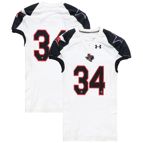 Texas Tech Red Raiders Team-Issued #34 White and Black Jersey from the 2013 NCAA Football Season