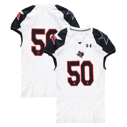 Texas Tech Red Raiders Team-Issued #50 White and Black Jersey from the 2013 NCAA Football Season