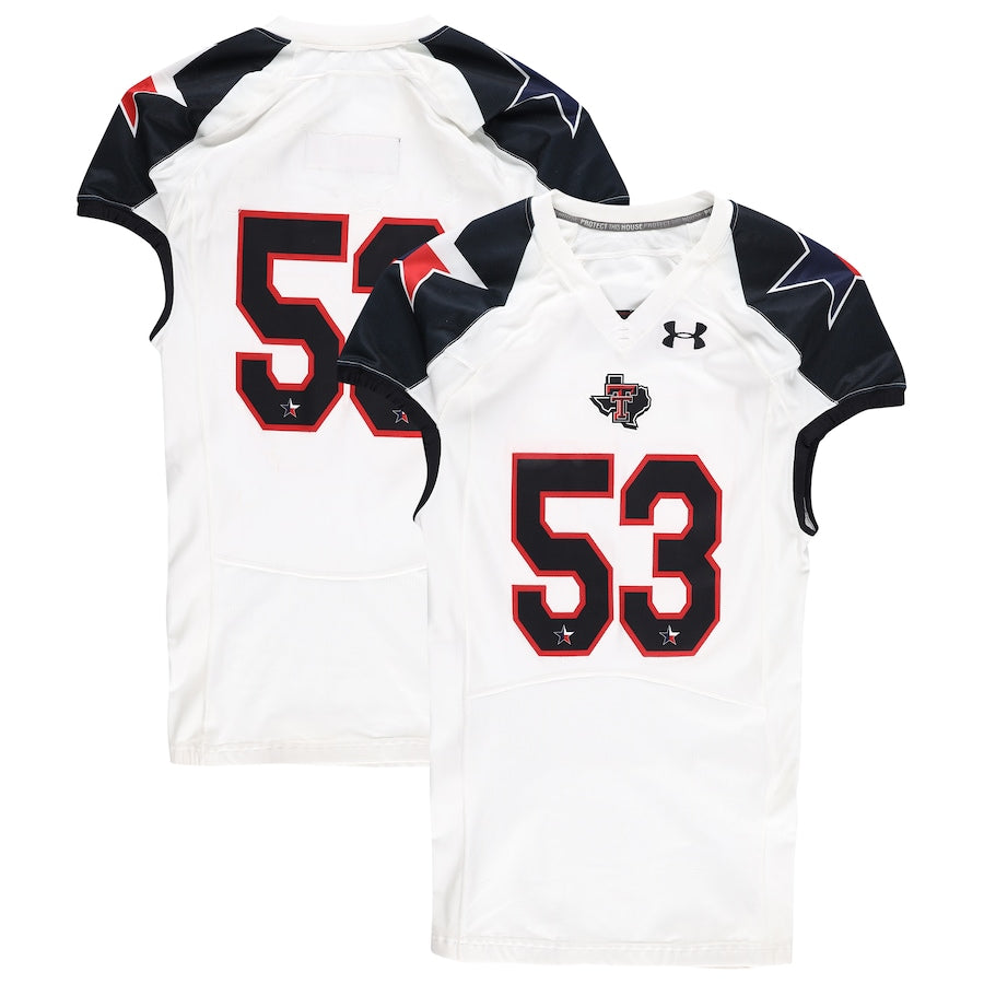 Texas Tech Red Raiders Team-Issued #53 White and Black Jersey from the 2013 NCAA Football Season