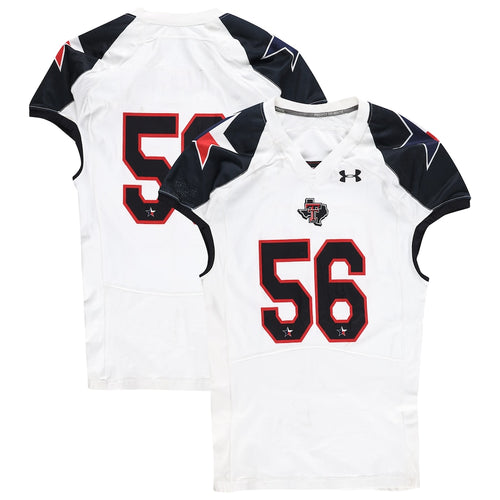 Texas Tech Red Raiders Team-Issued #56 White and Black Jersey from the 2013 NCAA Football Season