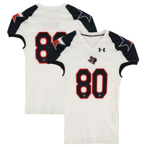 Texas Tech Red Raiders Team-Issued #80 White and Black Jersey from the 2013 NCAA Football Season