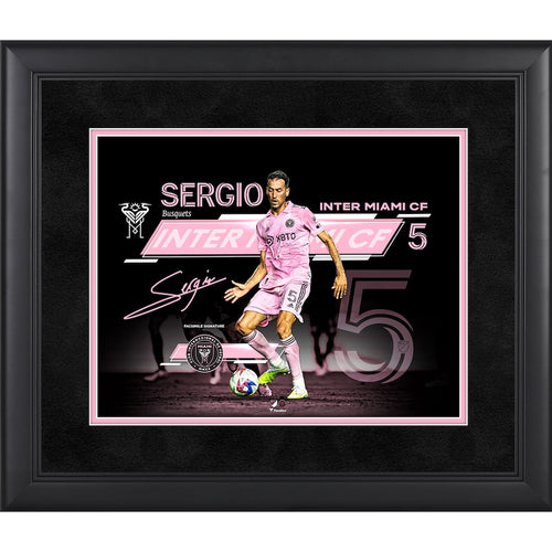 Sergio Busquets Inter Miami CF Facsimile Signature Framed 11'' x 14'' Collage