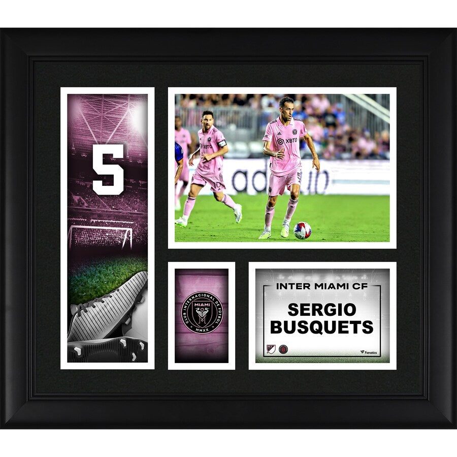 Sergio Busquets Inter Miami CF Framed 15'' x 17'' Player Core Collage