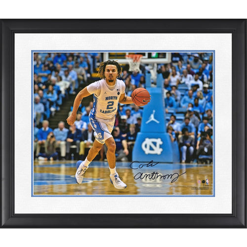 Cole Anthony North Carolina Tar Heels Autographed Framed 16'' x 20'' Dribbling Photograph