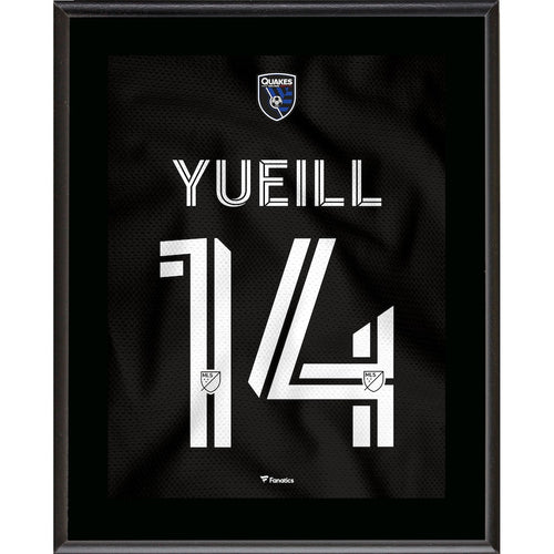Jackson Yueill San Jose Earthquakes 10.5'' x 13'' Active Fault Jersey Style Number 14 Sublimated Plaque