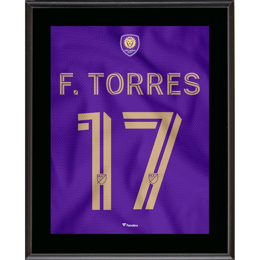 Facundo Torres Orlando City SC 10.5'' x 13'' The Wall Jersey Style Number 17 Sublimated Plaque