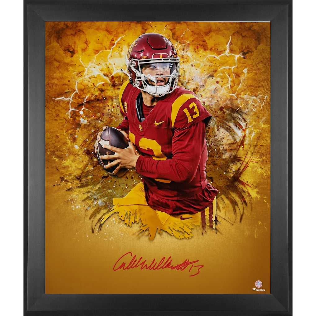 Caleb Williams USC Trojans Autographed Framed 20'' x 24'' Gold In Focus Photograph - Limited Edition of 13
