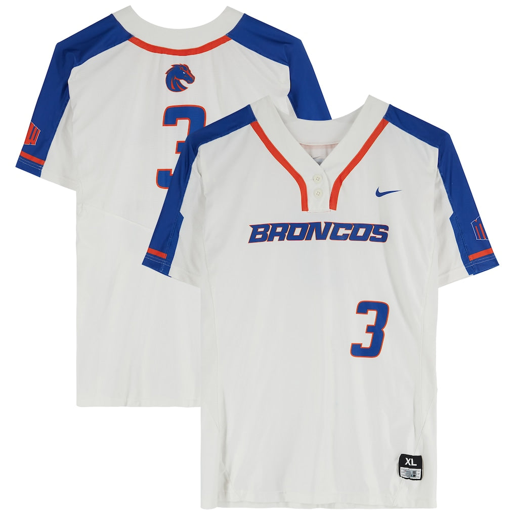 Boise State Broncos Team-Issued #3 White Jersey from the Softball Program - Size XL