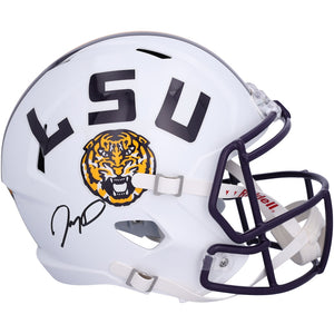 Jayden Daniels LSU Tigers Autographed White Riddell Speed Replica Helmet