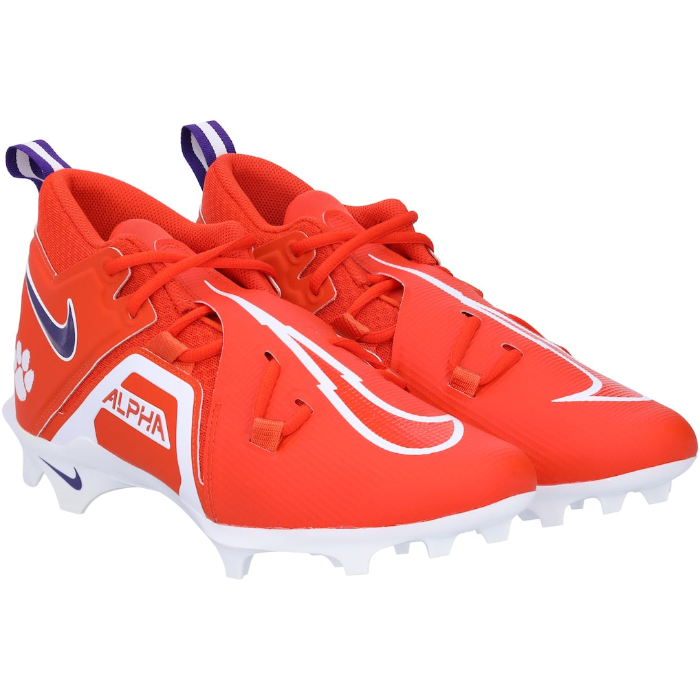 Clemson Tigers Team-Issued Orange Alpha Pro 3 Nike Cleats from the Football Program