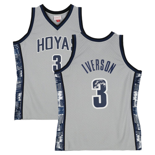 Allen Iverson Georgetown Hoyas Autographed Gray Mitchell & Ness 1995-96 Swingman Jersey with ''95 Big East ROY'' Inscription