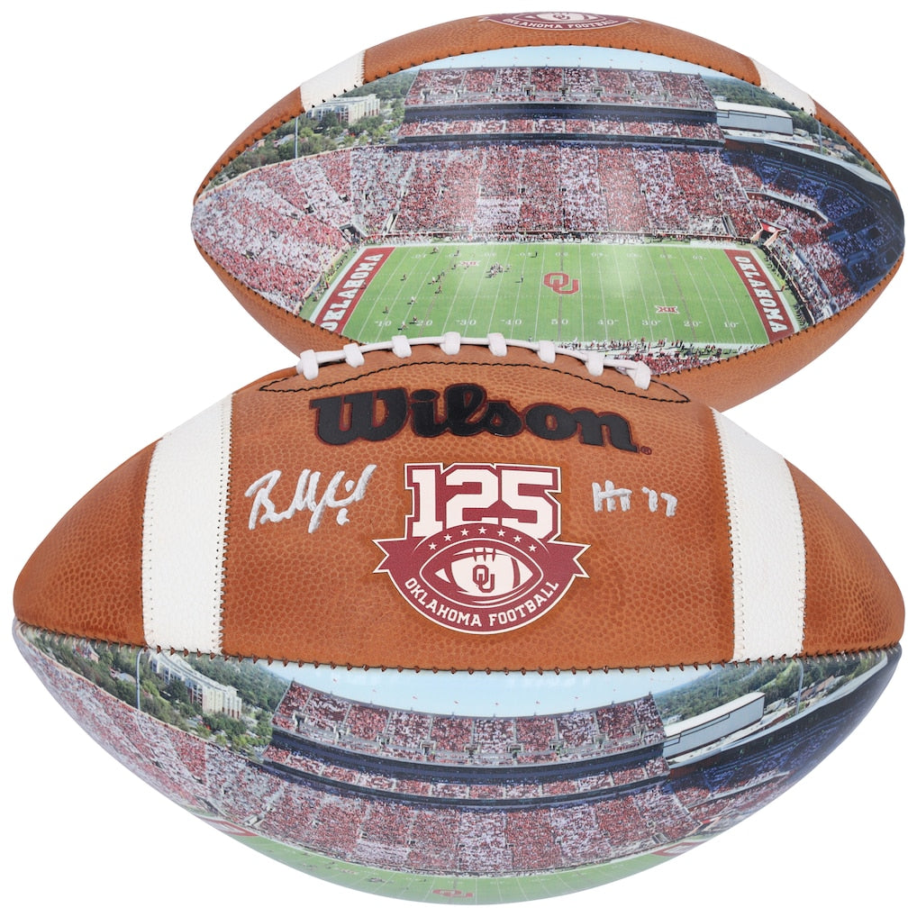 Baker Mayfield Oklahoma Sooners Autographed 125 Years Photo Panel Football with ''HS 17'' Inscription