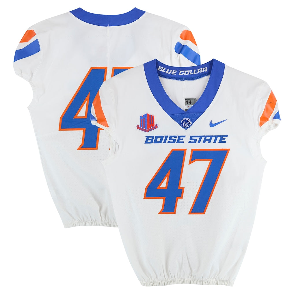 Boise State Broncos Team-Issued #47 White Nike Jersey from the Football Program - Size 44