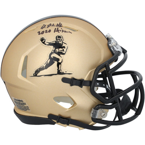 DeVonta Smith Alabama Crimson Tide Autographed Riddell Gold Heisman Speed Mini Helmet with ''2020 Heisman'' Inscription