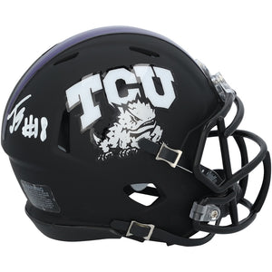 Jack Bech TCU Horned Frogs Autographed Riddell Matte Black Speed Mini Helmet