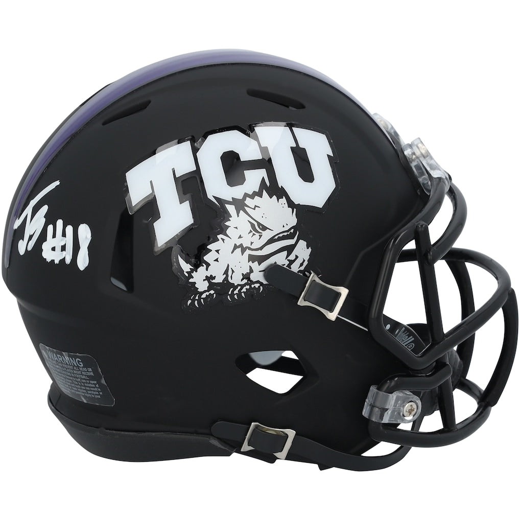 Jack Bech TCU Horned Frogs Autographed Riddell Matte Black Speed Mini Helmet