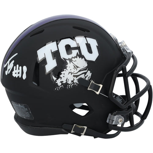 Jack Bech TCU Horned Frogs Autographed Riddell Matte Black Speed Mini Helmet