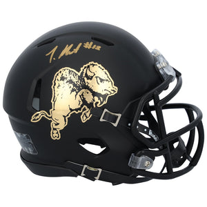 Travis Hunter Colorado Buffaloes Autographed Riddell Chrome Buffalo Speed Mini Helmet