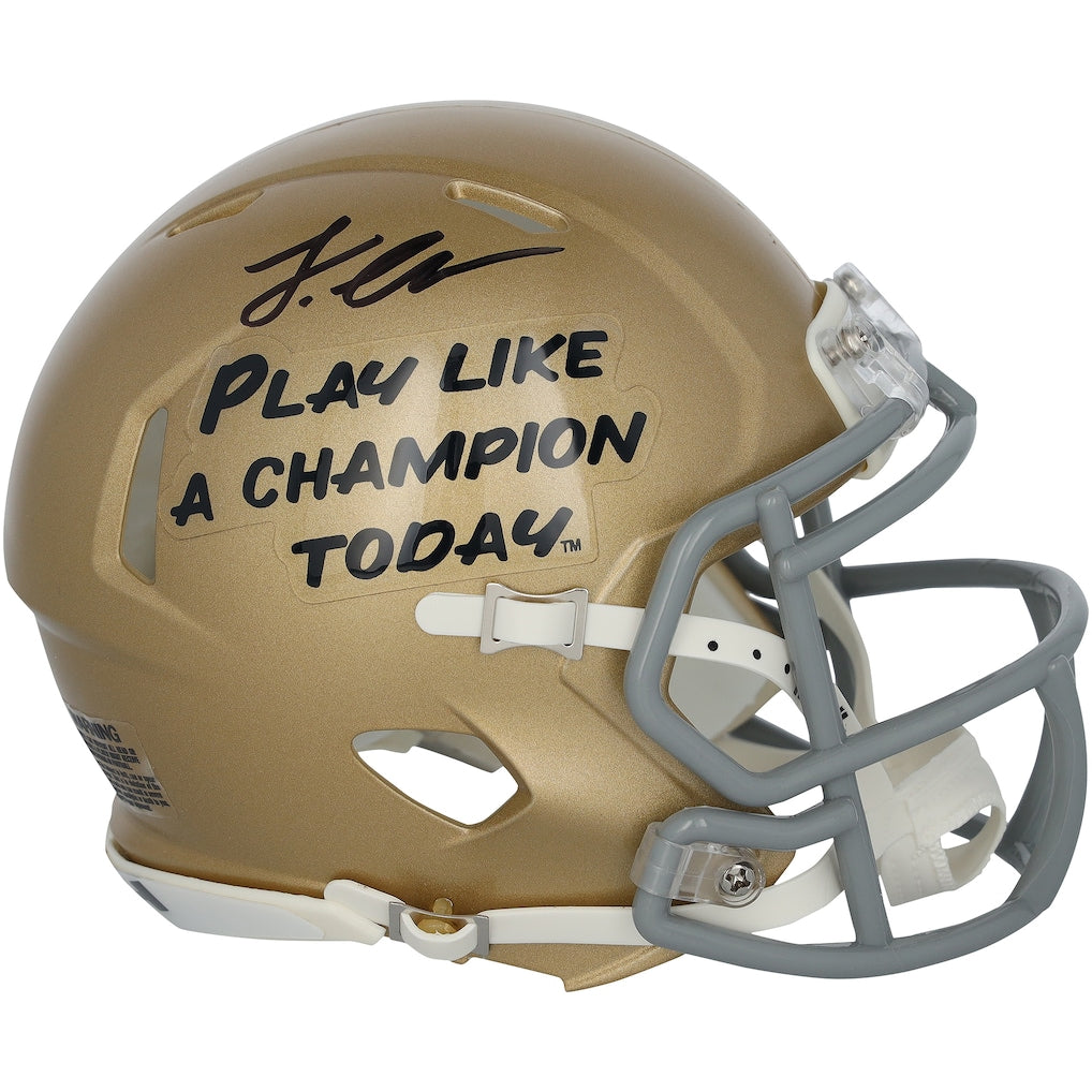 Jeremiyah Love Notre Dame Fighting Irish Autographed Riddell Play Like A Champion Today Speed Mini Helmet