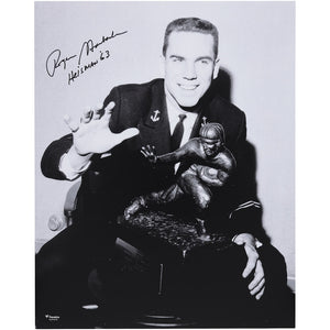 Roger Staubach Navy Midshipmen Autographed 16'' x 20'' Posing with the Heisman Trophy Photograph with ''Heisman '63'' Inscription