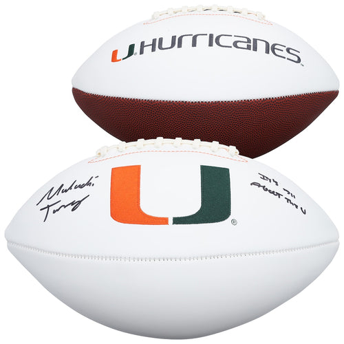 Malachi Toney Miami Hurricanes Autographed White Panel Football with ''It's All About the U'' Inscription