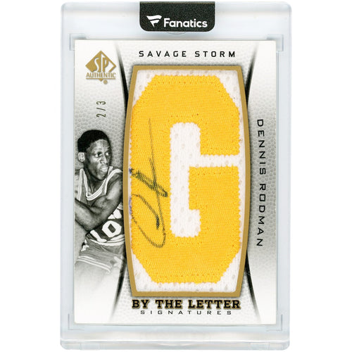 Dennis Rodman Southeastern Oklahoma State Savage Storm Autographed 2012-13 Upper Deck SP Authentic By The Letter Signatures ''G'' Dual-Color Relic #BL-RO #2/3 Card