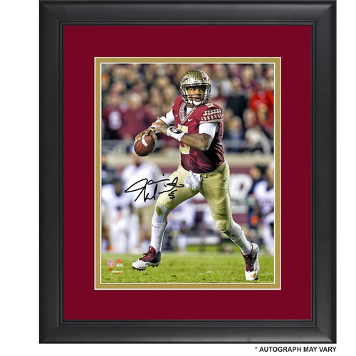 Jameis Winston Florida State Seminoles (FSU) Framed Autographed 8'' x 10'' Rolling Out Photograph