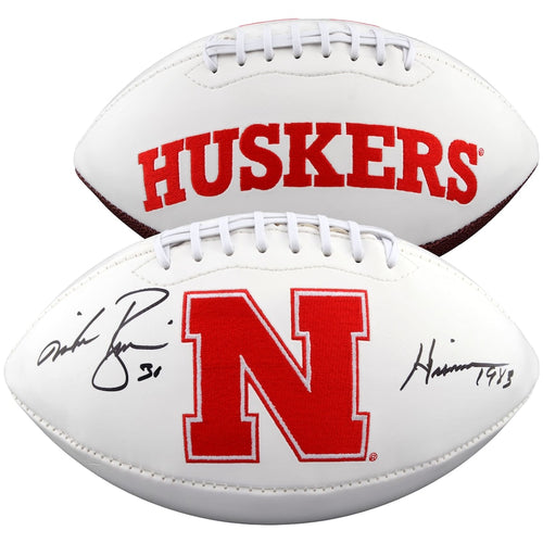 Mike Rozier Nebraska Huskers Autographed White Panel Football with ''Heisman 1983'' Inscription