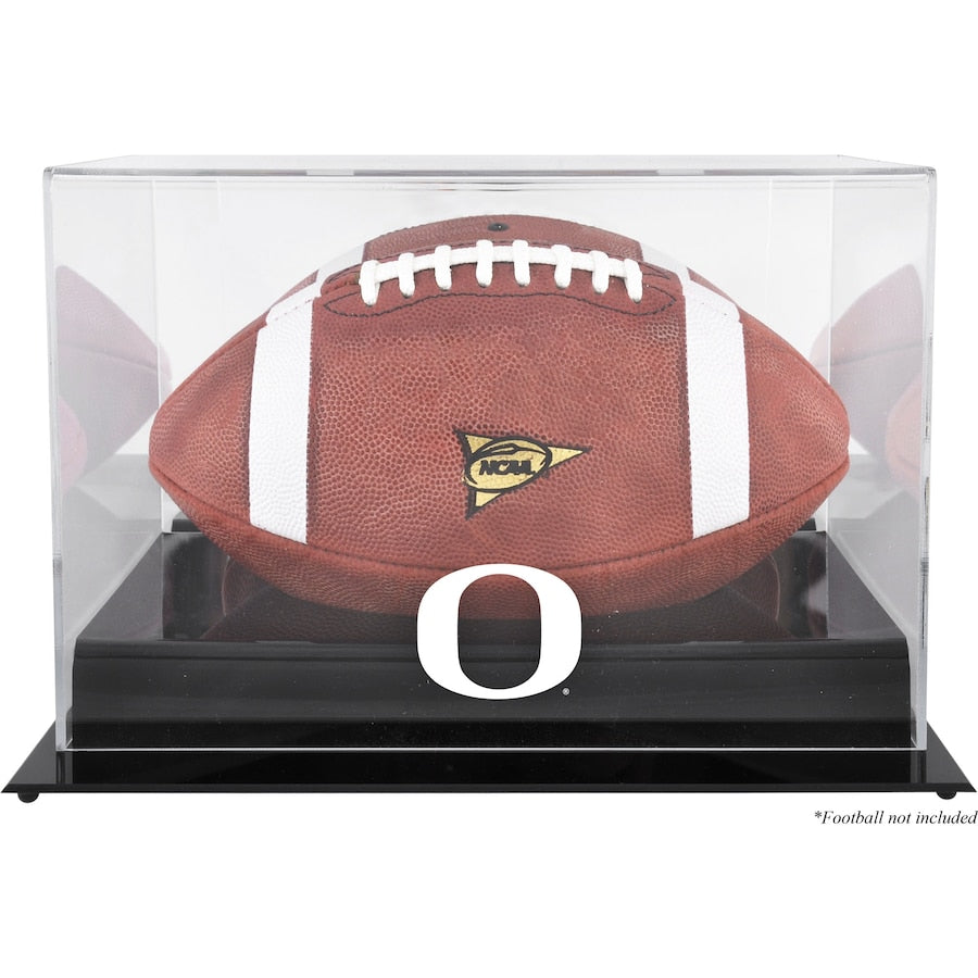 Oregon Ducks Black Base Team Logo Football Display Case with Mirror Back