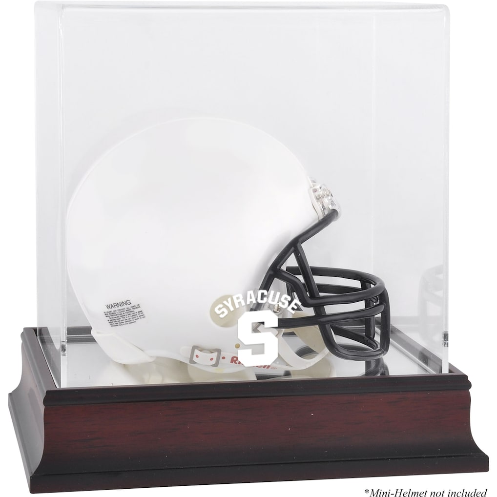 Syracuse Orange Mahogany (2015-Present Logo)Mini Helmet Display Case with Mirror Back