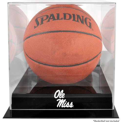 Ole Miss Rebels Black Base Logo Basketball Display Case with Mirrored Back
