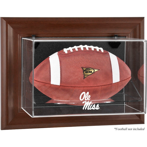 Ole Miss Rebels Brown Framed Logo Wall-Mountable Football Display Case