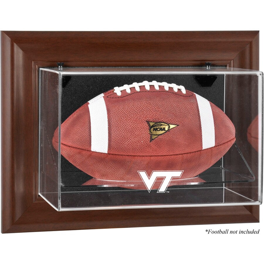 Virginia Tech Hokies Brown Framed Logo Wall-Mountable Football Display Case