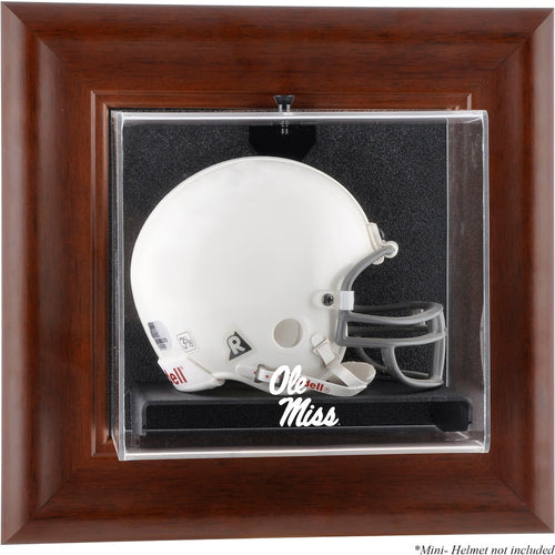 Ole Miss Rebels Brown Framed Logo Wall-Mountable Mini Helmet Display Case