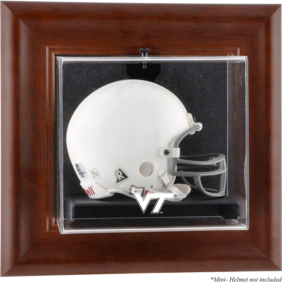 Virginia Tech Hokies Brown Framed Logo Wall-Mountable Mini Helmet Display Case