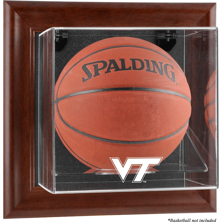 Virginia Tech Hokies Brown Framed Logo Wall-Mountable Basketball Display Case