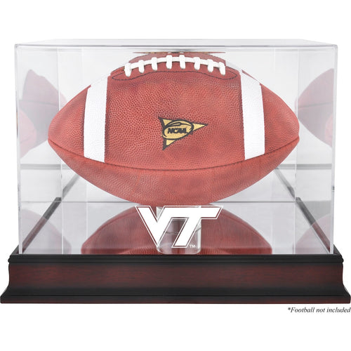 Virginia Tech Hokies Mahogany Base Team Logo Football Display Case with Mirror Back